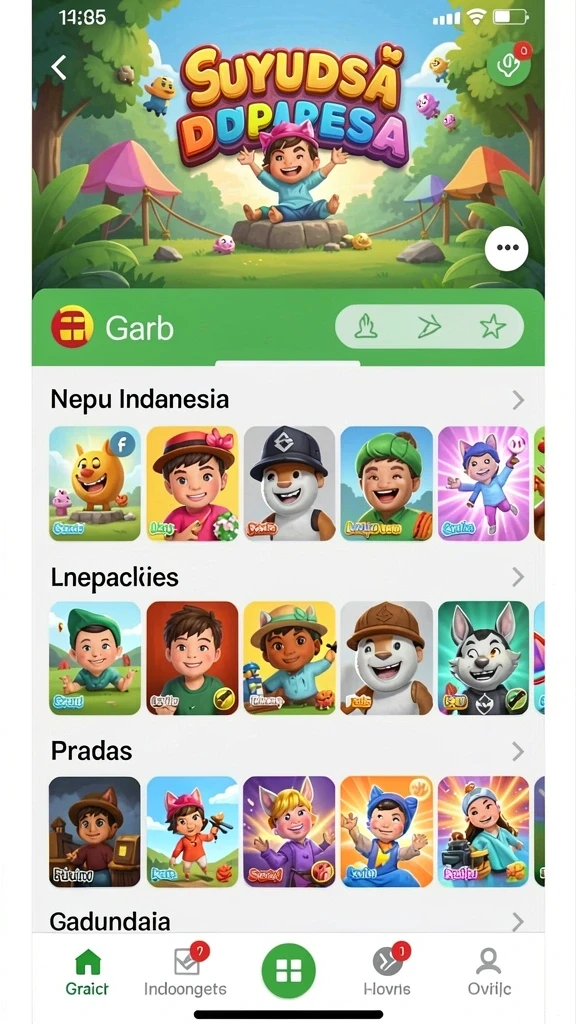 Menu karakter dengan berbagai pilihan yang menarik.